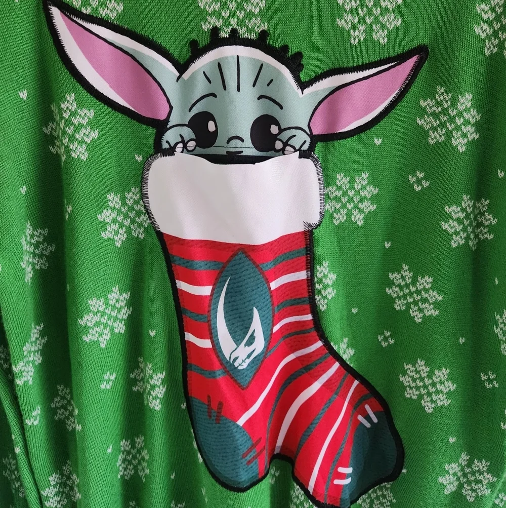 Star Wars Mandalorian Baby Yoda Grogu Knit‎ Ugly Christmas Sweater Size Large